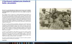  L'ETAT FRANCAIS CONDAMNE 
par le Tribunal Administratif
de CERGY-PONTOISE
Juillet 2014
